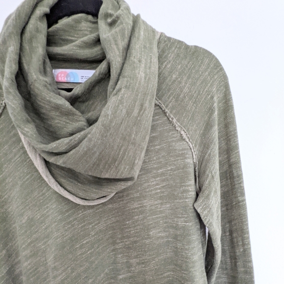 Free People Beach Cocoon Top One Body Funnel Neck Top Rolled Hem  Green - Picture 12 of 16